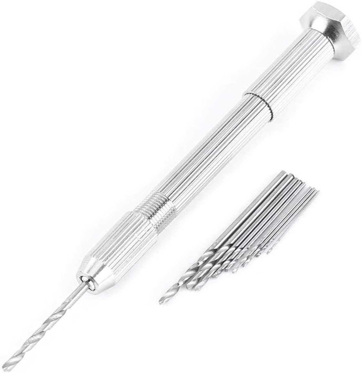 Bohrer Set Metall, Holzbohrer Set Set Professionell Groß Steigend Profi Akkuschrauber Mini In Aluminium Mit Schnellspannbohrfutter + 10 Twist Bohrer Werkzeug Rotierende (Farbe Silber)
