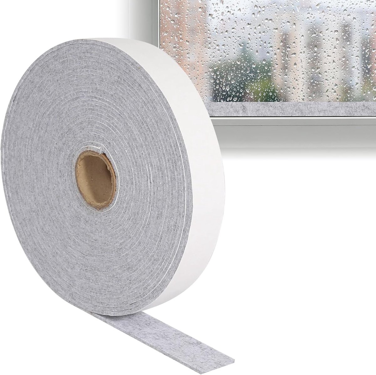 10 m x 3 cm x 0,4 cm venster condensatieabsorberend, anti-condensatie vochtabsorberend, viltstrips, viltband, zelfklevend, voor glazen ramen, stoelen, meubels (grijs)