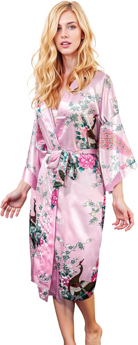 Kimono badjas lang 16 kleuren Premium Peacock bruidsmeisje bruidsdouche dames cadeau