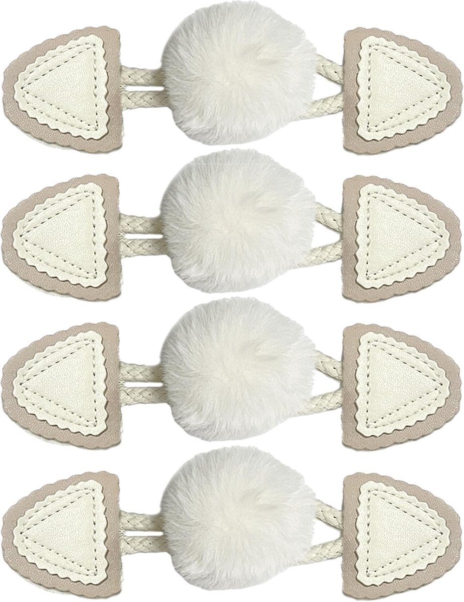 Doe-het-zelf vervangingsknoppen voor trui, rugzak voor jas, 4 paar, pullover met PU-knopen, windjack, hars knoop mantel (gebroken wit)