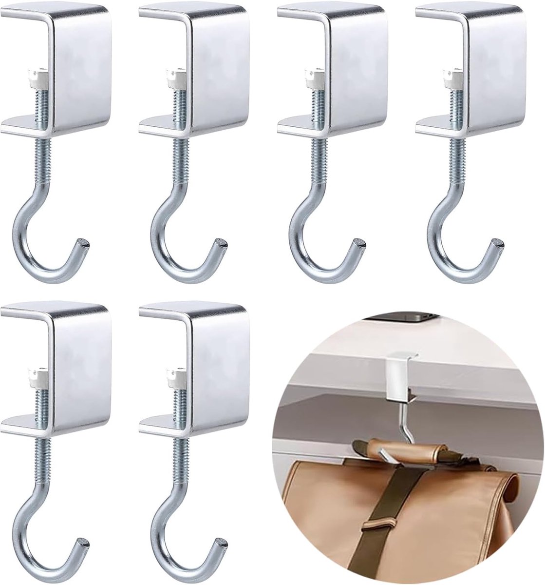 6 stuks haken tafeltas hangende tafeltas handtassen haken bureau haak bureau haak voor rugzak verstelbaar en duurzaam voor tassen op het bureau, restaurant, kledinghaken