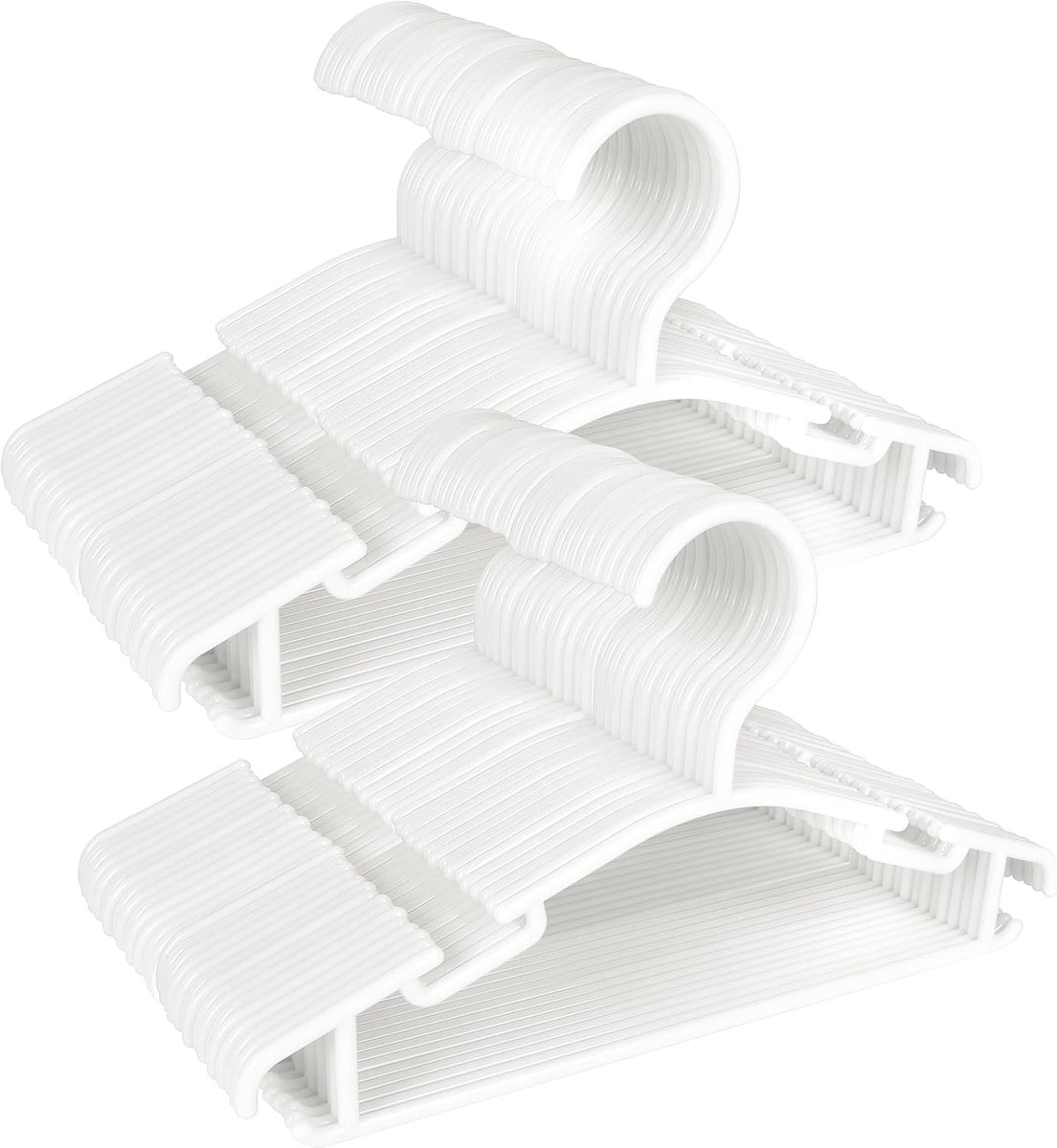 SnelShoppen - Baby Kleding Hangers voor Kinderen - Witte Plastic (Verpakking van 100) - Ideaal voor Baby- en Kinderkleding, Antislip Ontwerp, 26x15 cm