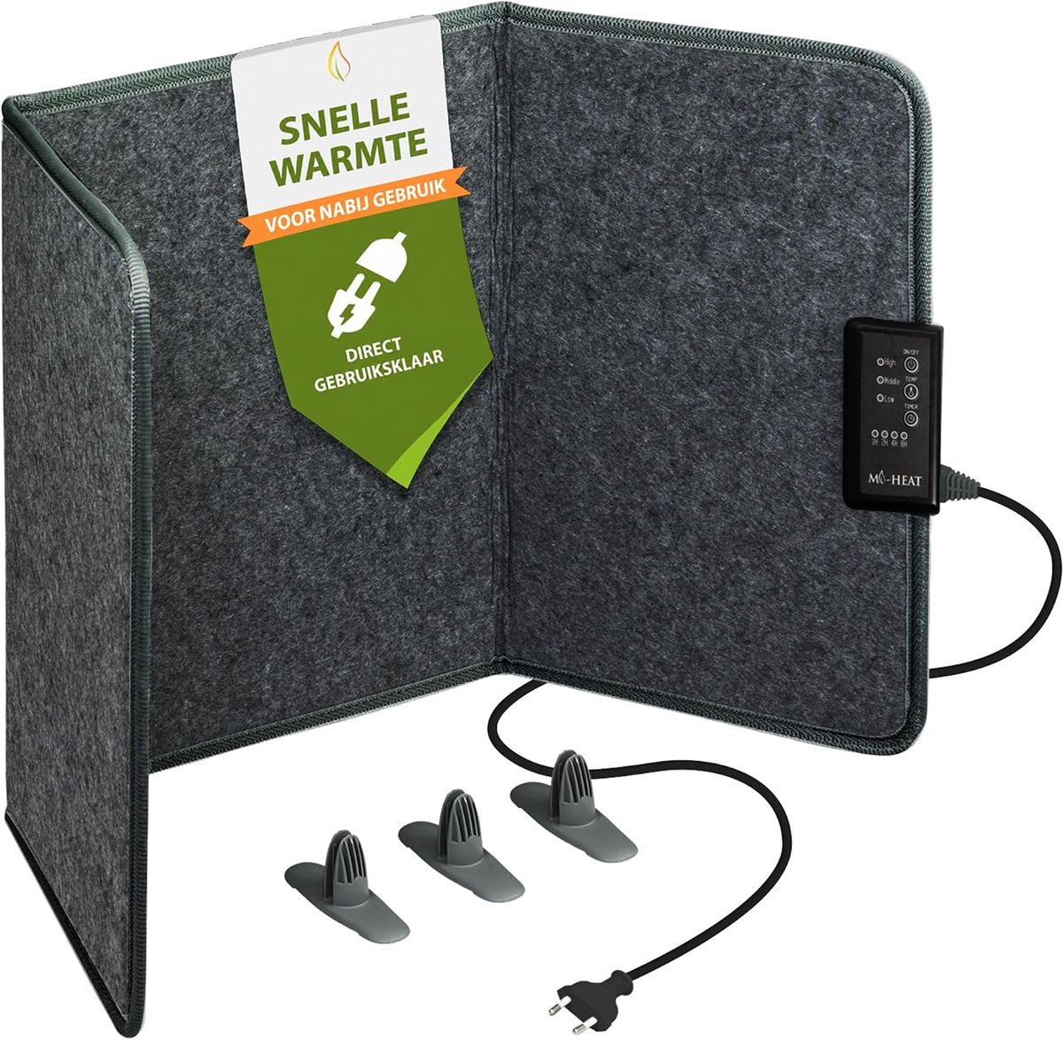 SnelShoppen - Mi-Heat Infrarood Ondergrondse Verwarming Paneel 260W | Vouwbaar Verwarmingspaneel voor Onder Bureau | Temperatuur tot 60°C, Grijs | Ide