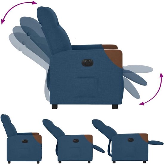 Fauteuil elektrisch verstelbaar - Stoel relaxen - Ontspannen thuis - Automatisch verstelbaar - 1 stuk - Blauw — afbeelding 3