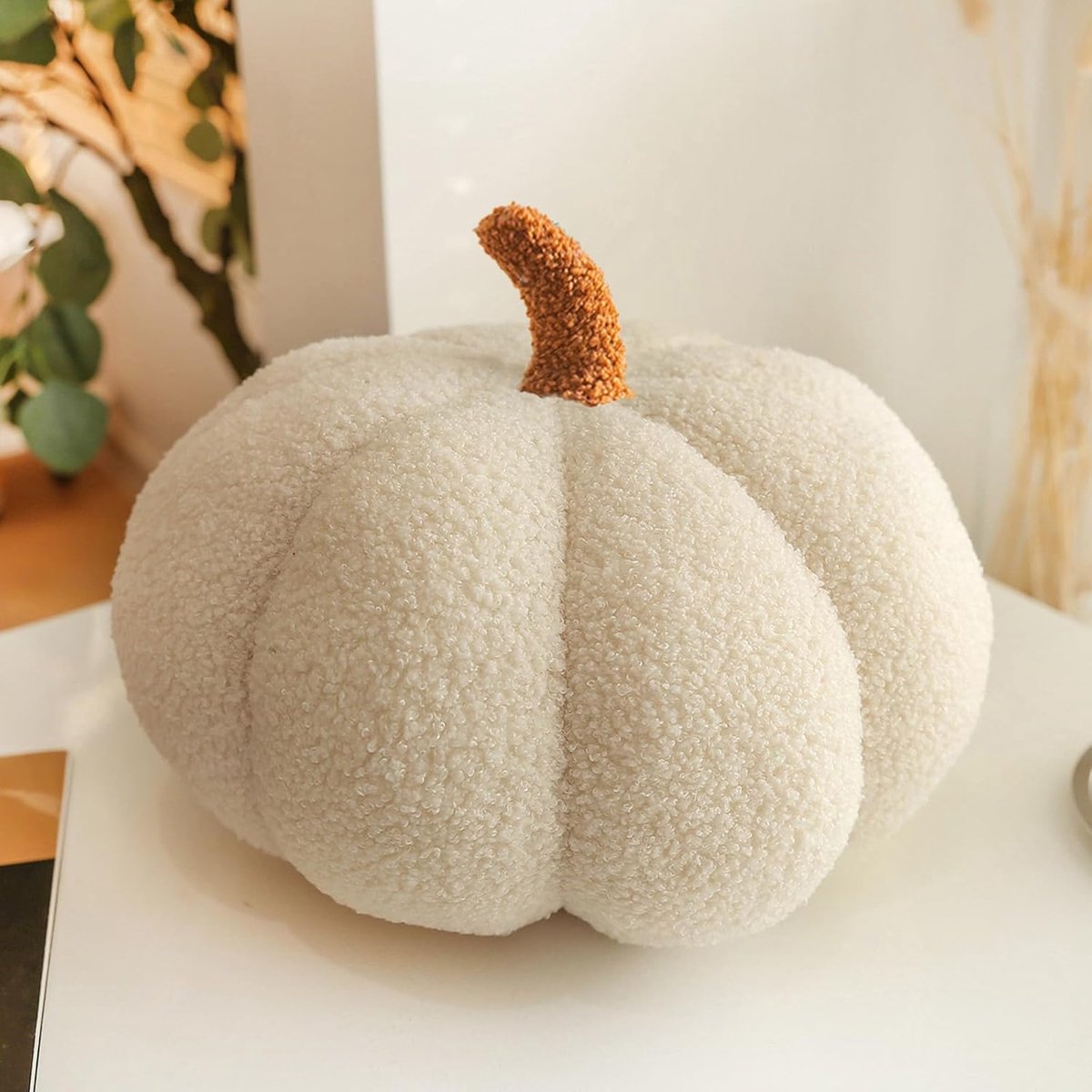 20 cm, kussen in pompoenvorm, wit, herfstdecoratie, pluche Halloween, huisdecoratie, herfstdecoratie voor Thanksgiving Bank