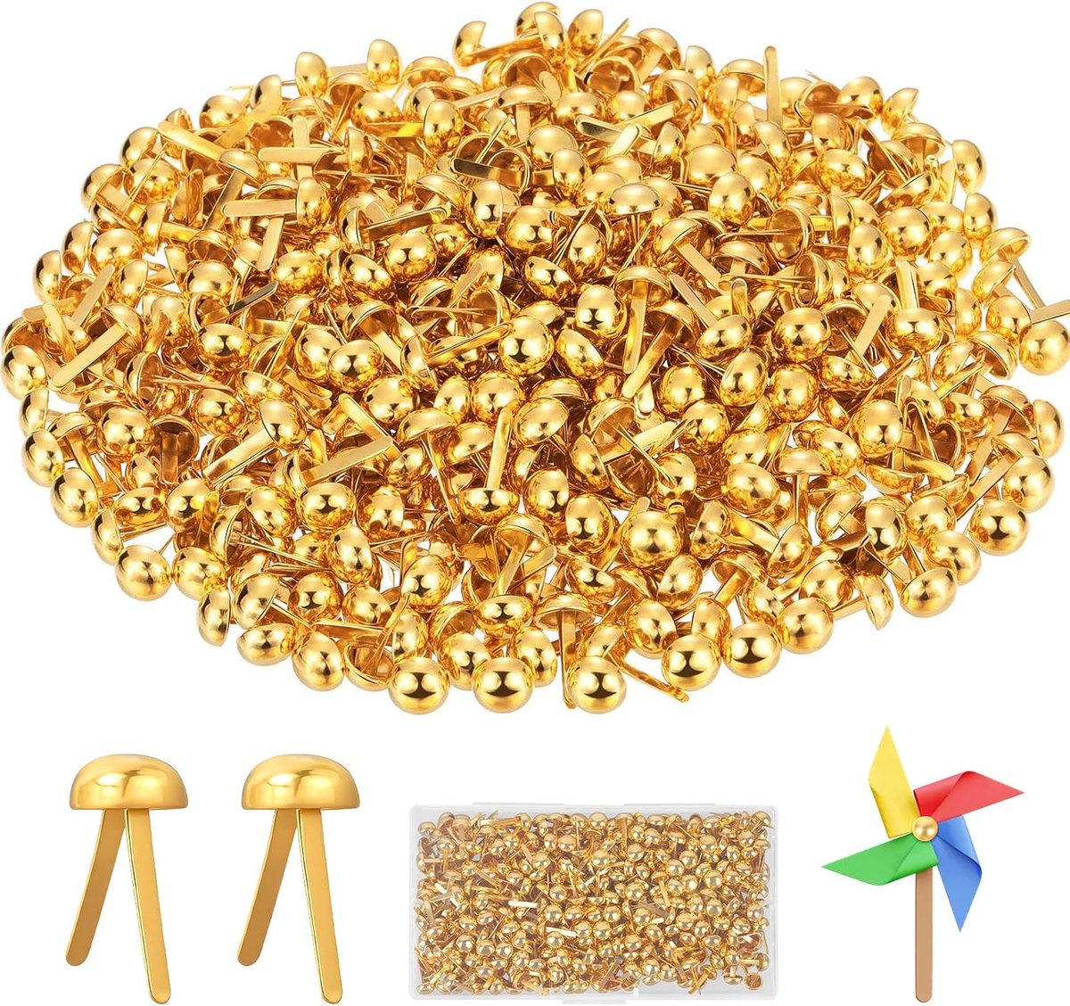400 stuks patroonzakklemmen, 8 mm, gouden patroonklemmen, metalen ronde kopklemmen, licht, mini ronde vlechten, herbruikbare briefklemmen voor school, kantoor, papier, briefklemmen, knutselen