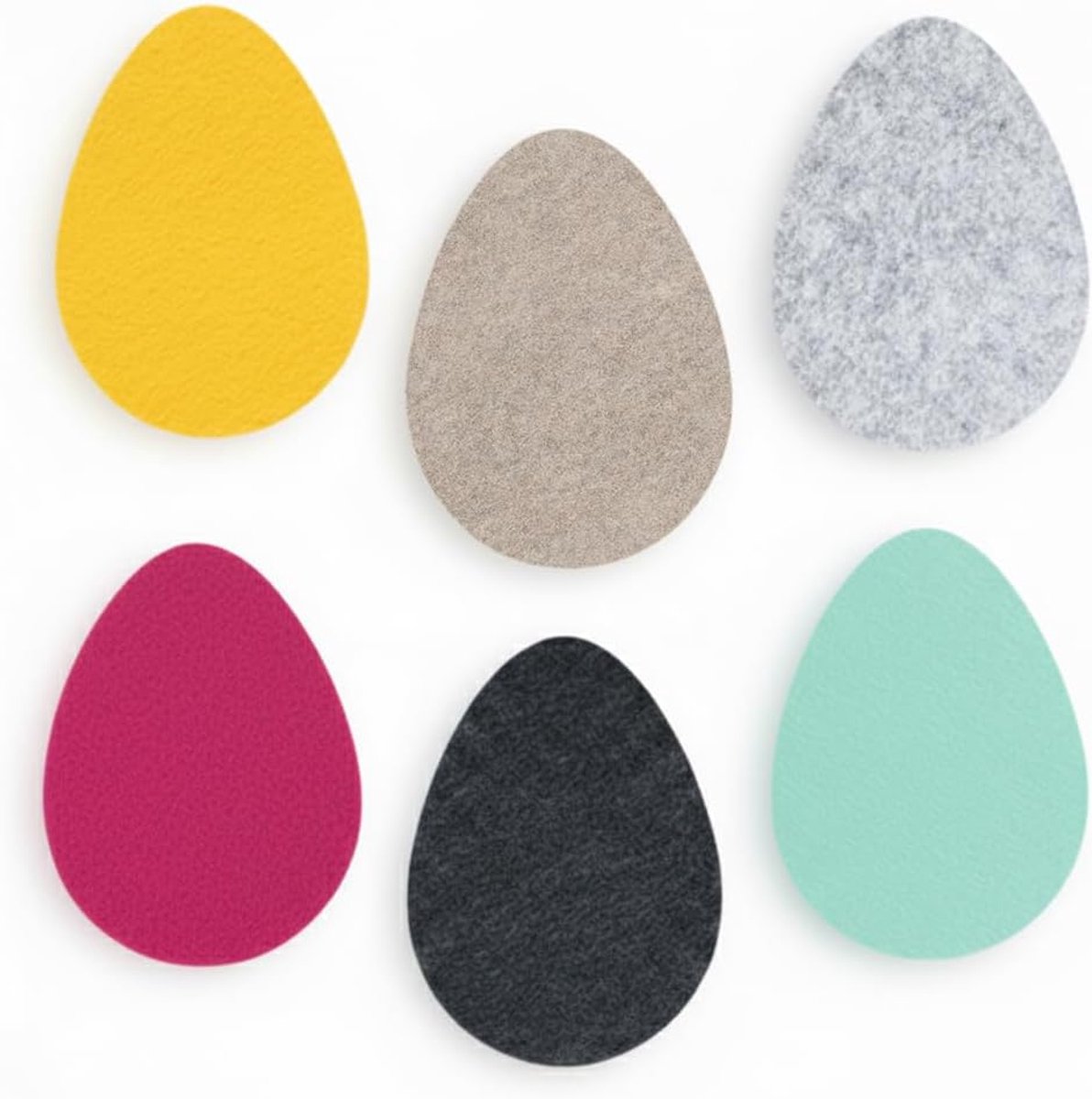 Vilten paaseieren, set van 6, strooidecoratie voor de paastafel, decoratieve eieren van vilt voor decoreren, knutselen en cadeau geven, 6 stuks, kleurrijk