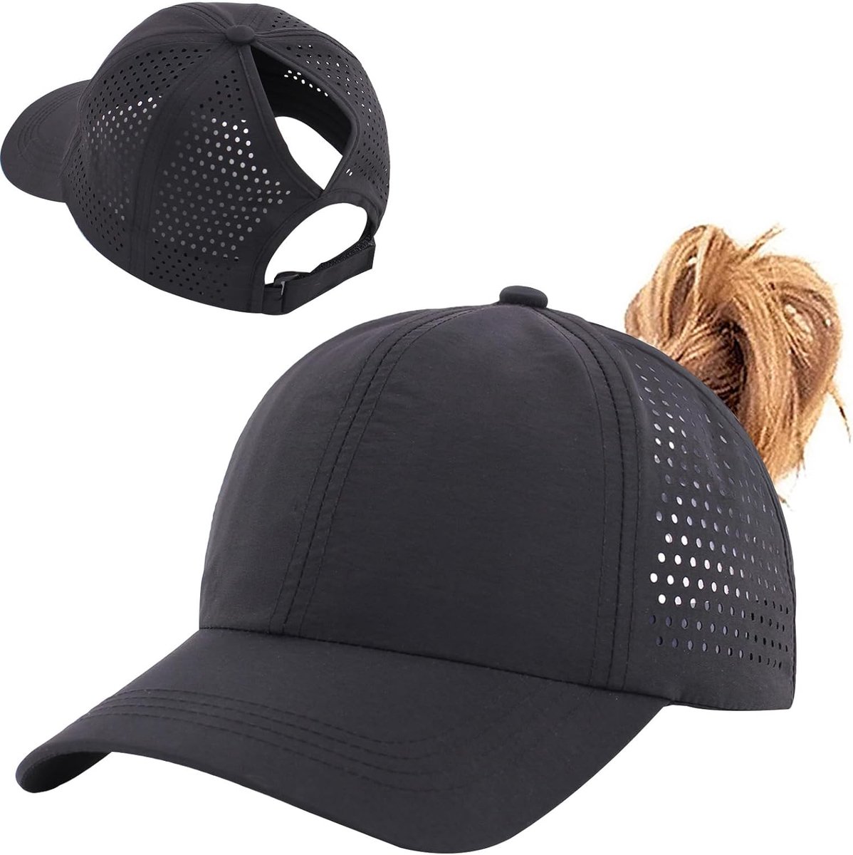 Honkbalpet voor dames, paardenstaart, ademend, mesh, licht en sneldrogend, verstelbare baseballcap voor hardlopen, golf en outdoor