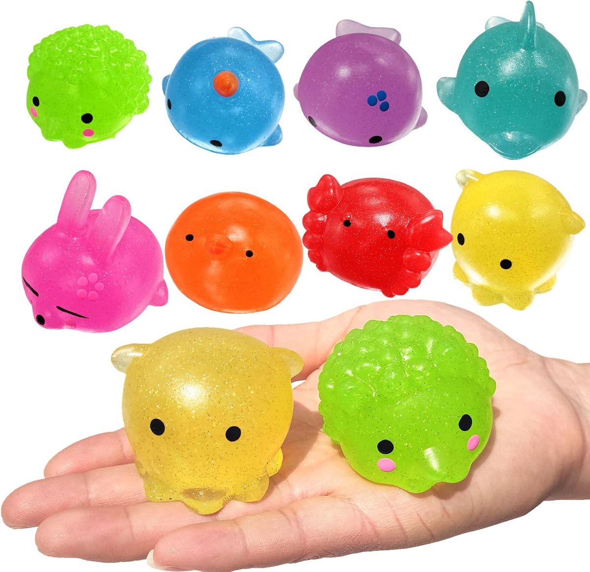 8-delige Jumbo Glitter Mochi Squishy Fidget Speelgoed, Sensorische Stress Relief Speelgoed, Kids Party Gunsten, Classroom prijzen, Goody Bag Stuffers