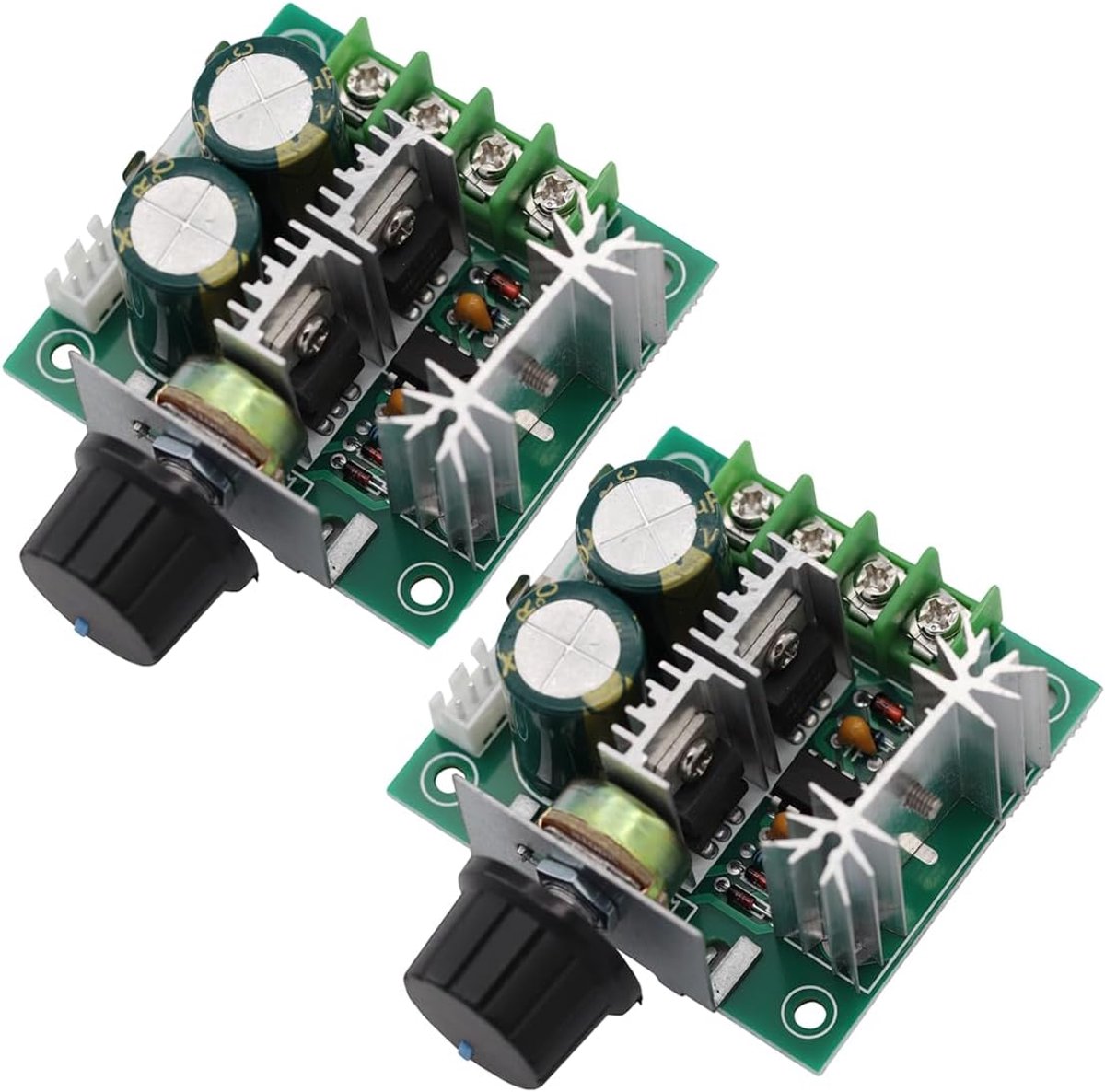 2 stuks 12 V-40 V 10 A PWM DC-motortoerentalregelaar motor speed controller module met draaiknop hoge efficiëntie variabele toerentalregelaar regelaar met ompolingsbeveiliging en hoge
