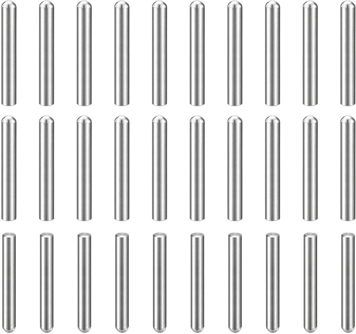 30 stuks cilinderpennen, 5 mm x 35 mm metalen pen, 304 roestvrij staal, cilindrische ronde kop, plugpennen paspen voor gereedschapsbouw, machinemontage en apparatuur