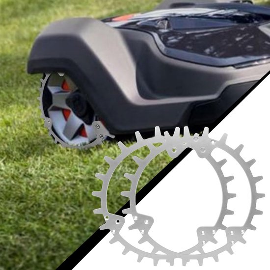 grasmaaier spikes voor Husqvarna Automower 420/320/430X/435X/440/450X, 252mm Robotmaaier Wiel Spikes met 18 stks schroeven, tractie verbetering voor Husqvarna — afbeelding 5