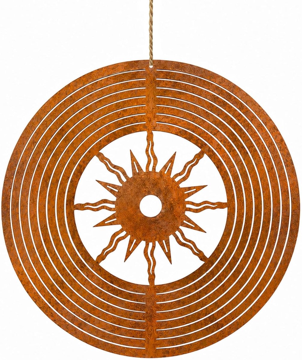 Tuinwindgong met roestlook, metalen 3D-windgong, voor buiten | Tuindecoratie, cadeau: windgongen (25 x 25 cm), voor in de tuin, op het balkon, bij de vijver, decoratie