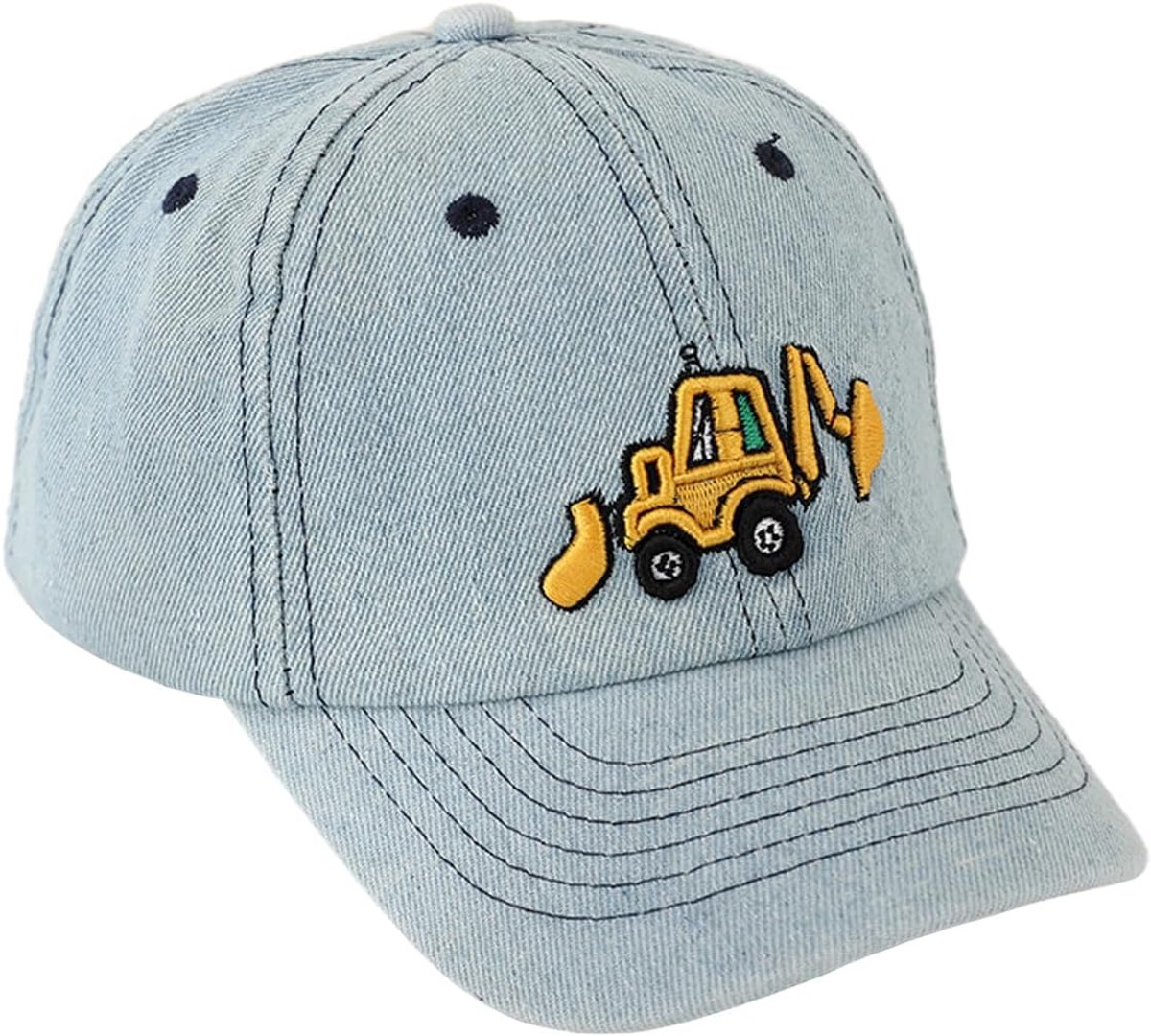 Honkbalpet voor kinderen, zonbescherming, zomer, strand, sportpet jongens, zonnehoed, trucker, vissershoed met schattig graafmachinepatroon voor 3-8 jaar oud