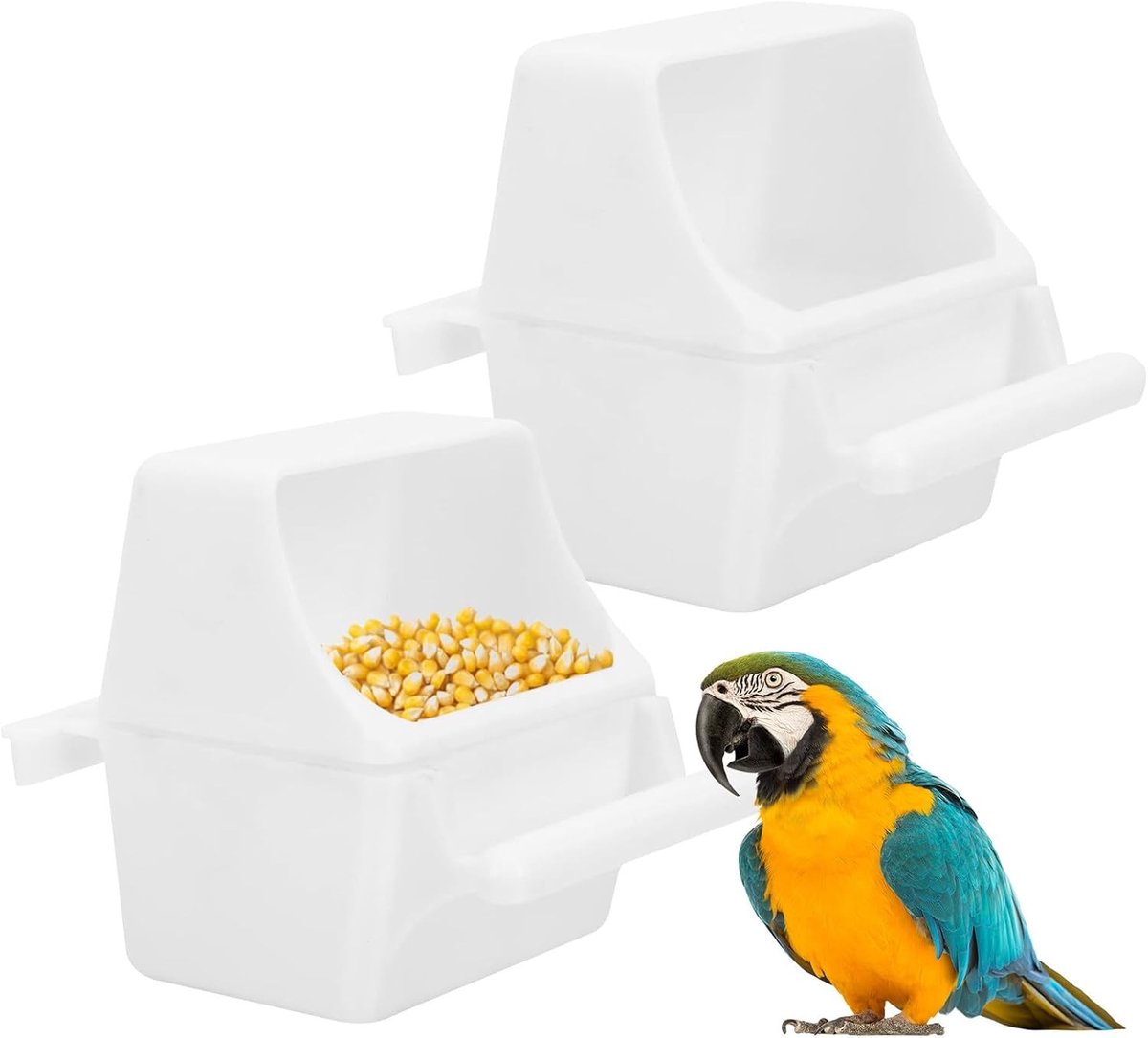Set van 2 Vogelvoederstations voor Binnen en Buiten - Ideaal voor Kanaries, Parkieten, Papegaaien en Vinken met Zaden en Voederbakken