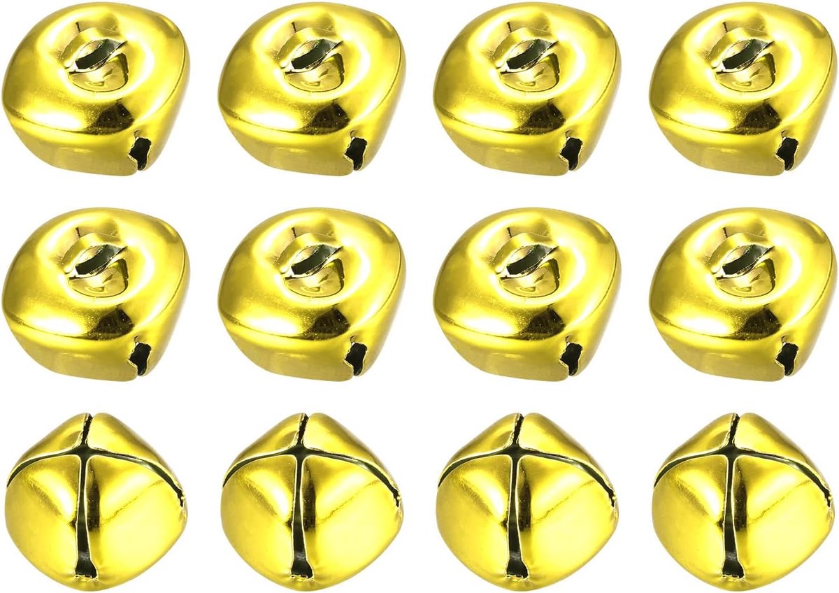 sourcing map Belletjes, 3/4 inch (20 mm), 12 stuks, kleine klokken voor handwerk, knutselen, Kerstmis, vakantie, decoratie, muziek, feest, huis, festival, bruiloft, goudkleurig
