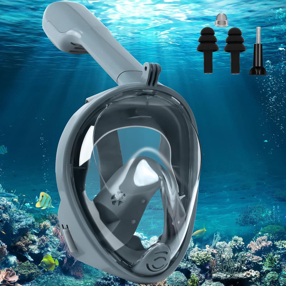 Duikmasker, Integraal, 180° View HD Anti-condens Snorkelmasker, Panoramisch anti-lek snorkelmasker, duikmasker, Dry Top Gemakkelijk Ademhaling voor Vrouwen Mannen