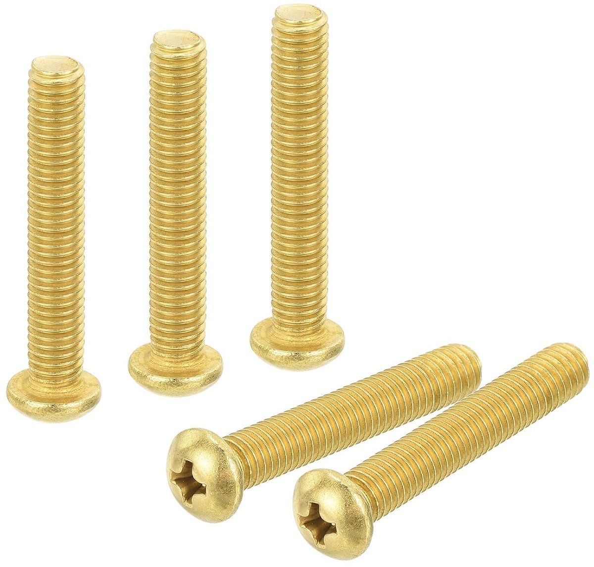 12 stuks messing schroeven, kruiskop, M5 x 30 mm, Phillips messing, machineschroeven, Panhead bevestigingsbouten voor meubels, kantooruitrusting, elektronica, messingkleur