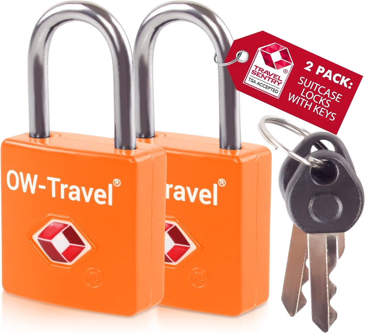 Hangslot TSA voor Koffers - Oranje - 2 Stuks - Veilig bagageslot voor reizen - SnelShoppen