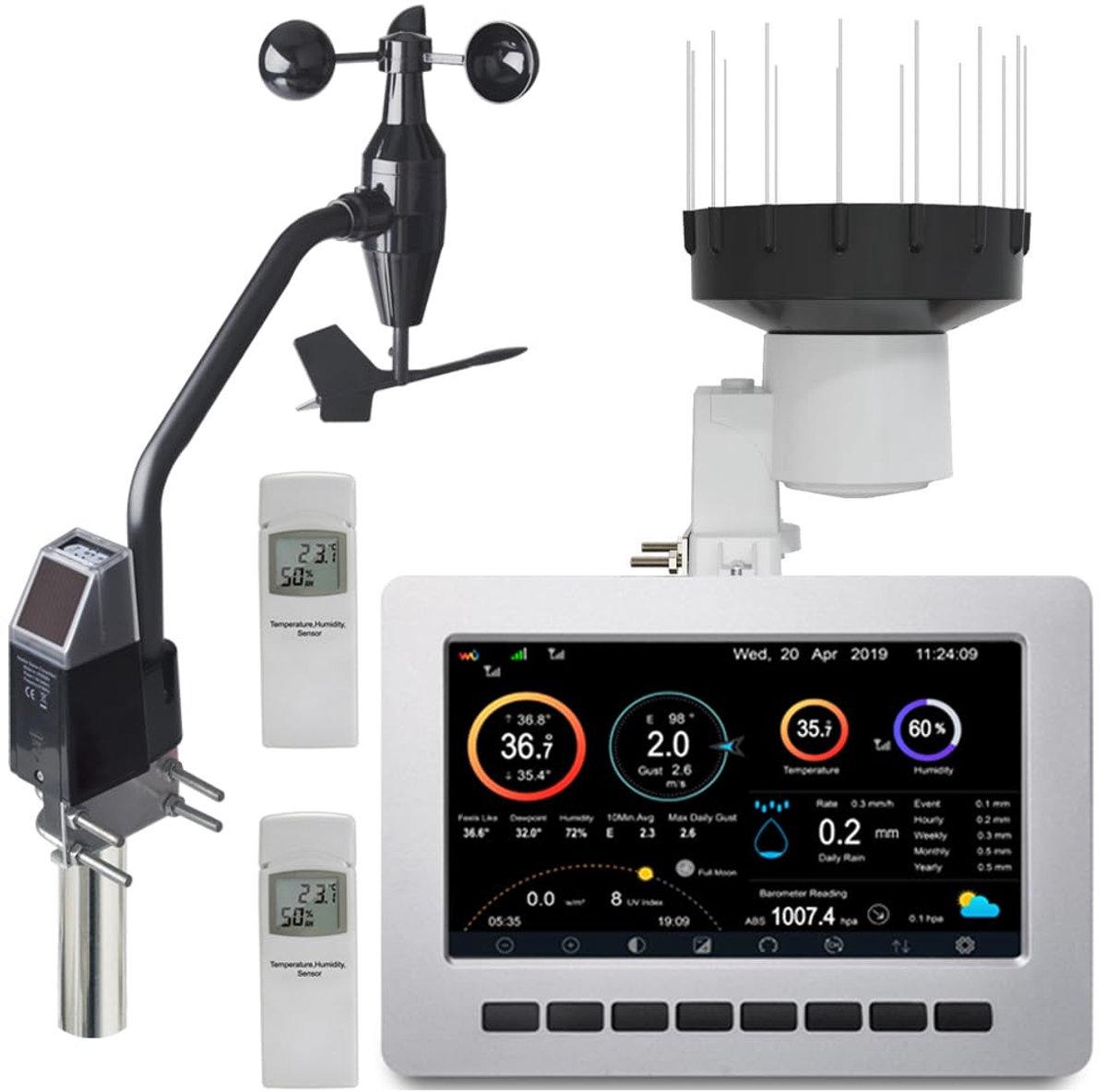 SnelShoppen - Wi-Fi Draadloze Weerstation Set met Display en Binnen Sensoren - HP1000SE PRO - Perfect voor Tuin, Camping en Binnengebruik