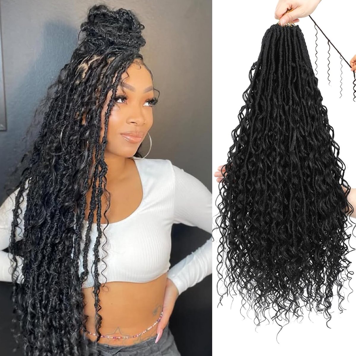 Faux Locs gehaakt haar, 8 verpakkingen goddess zachte locs met
