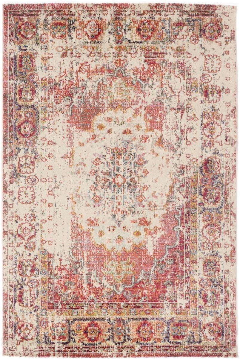 SnelShoppen - Vintage Tapijt Ava, 200 x 300 cm, Koraal/Beige | Rectangular, Medium pile, Oeko-Tex 100, Geschikt voor Woonkamer, Eetkamer, Slaapkamer,