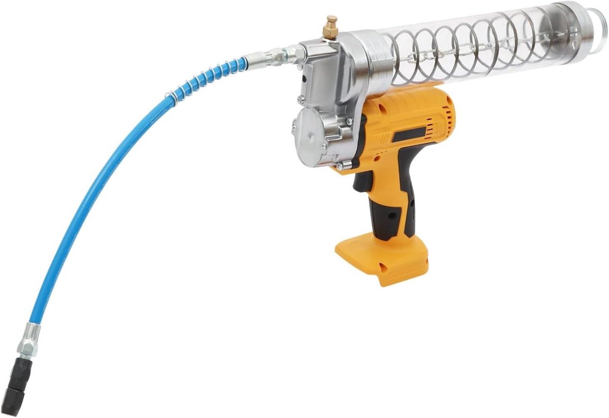 Accu Vetspuit - Draagbare Vetpers - Machineonderhoud - Hoge Doorstroomsnelheid - 900 cc - Geel Zilver