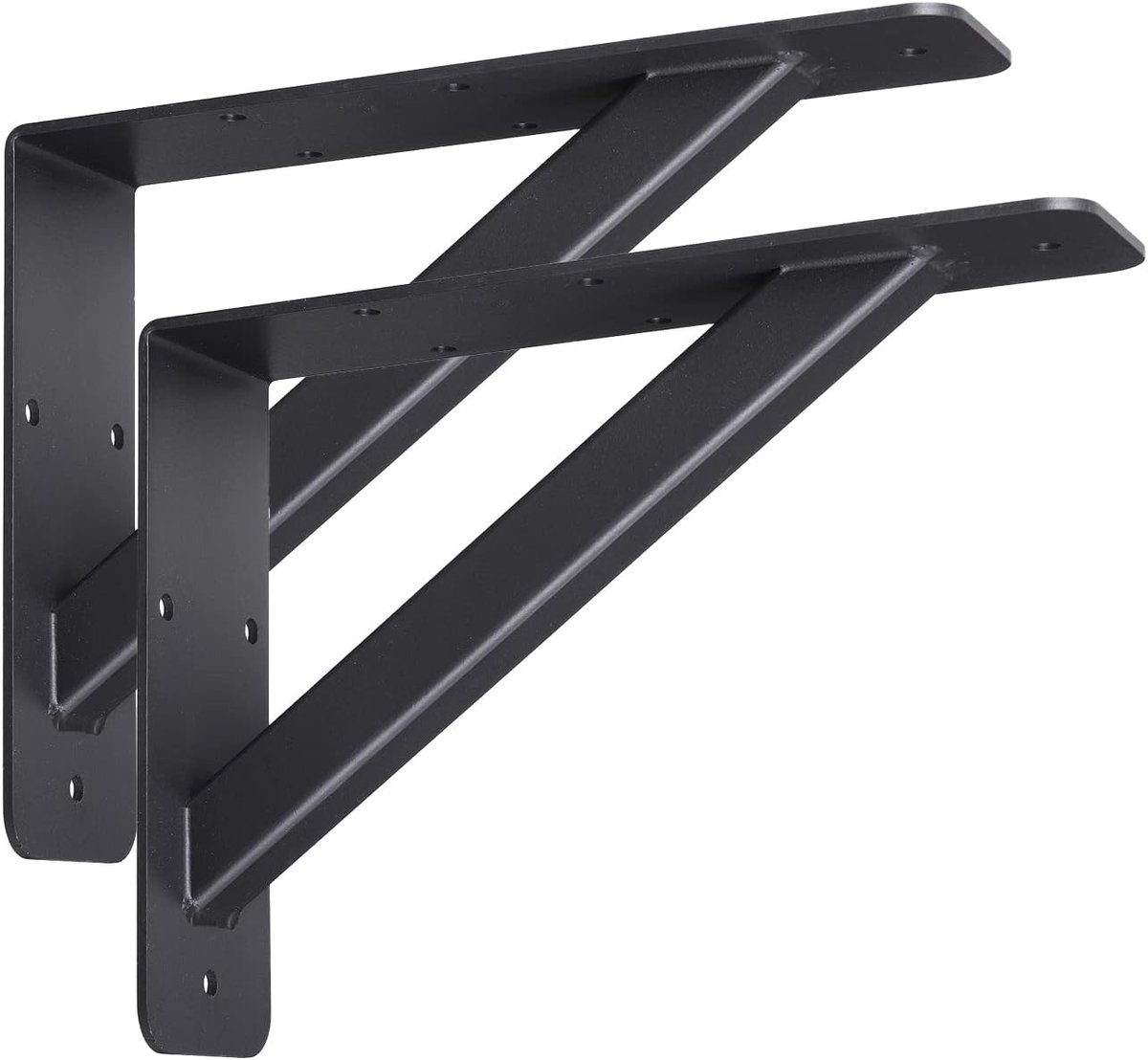 Pack of 2 Countertop Support Brackets, Heavy Duty Wall Mount 203 x 152mm, Black - ShopVlot
