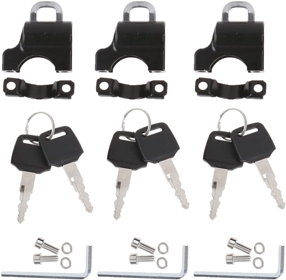 3 Universal Motorcycle Helmet Locks, BOSOIRSOU 22mm-26mm, Anti-Theft Protection for Aluminium Alloy Helmet, Padlock - ShopVlot