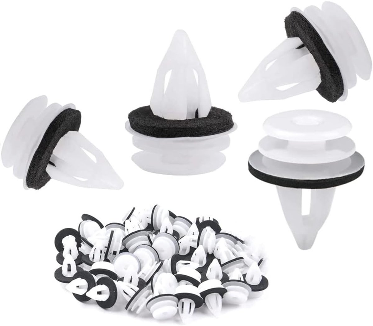 SnelShoppen - 100 Stuks Auto Clips, Rivets, Kunststof Clips met Afsluitring, Universele Bevestigingsclips voor Interieur Deuren, Panelen en Versiering