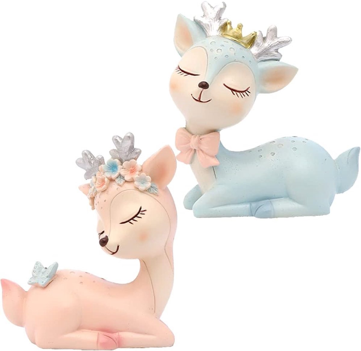 2 Pieces Reh Figure Decoration Mini Figure Set Cake Decoration Elk Deer Figure for Birthday Parties Stars Moon Theme - ShopVlot
