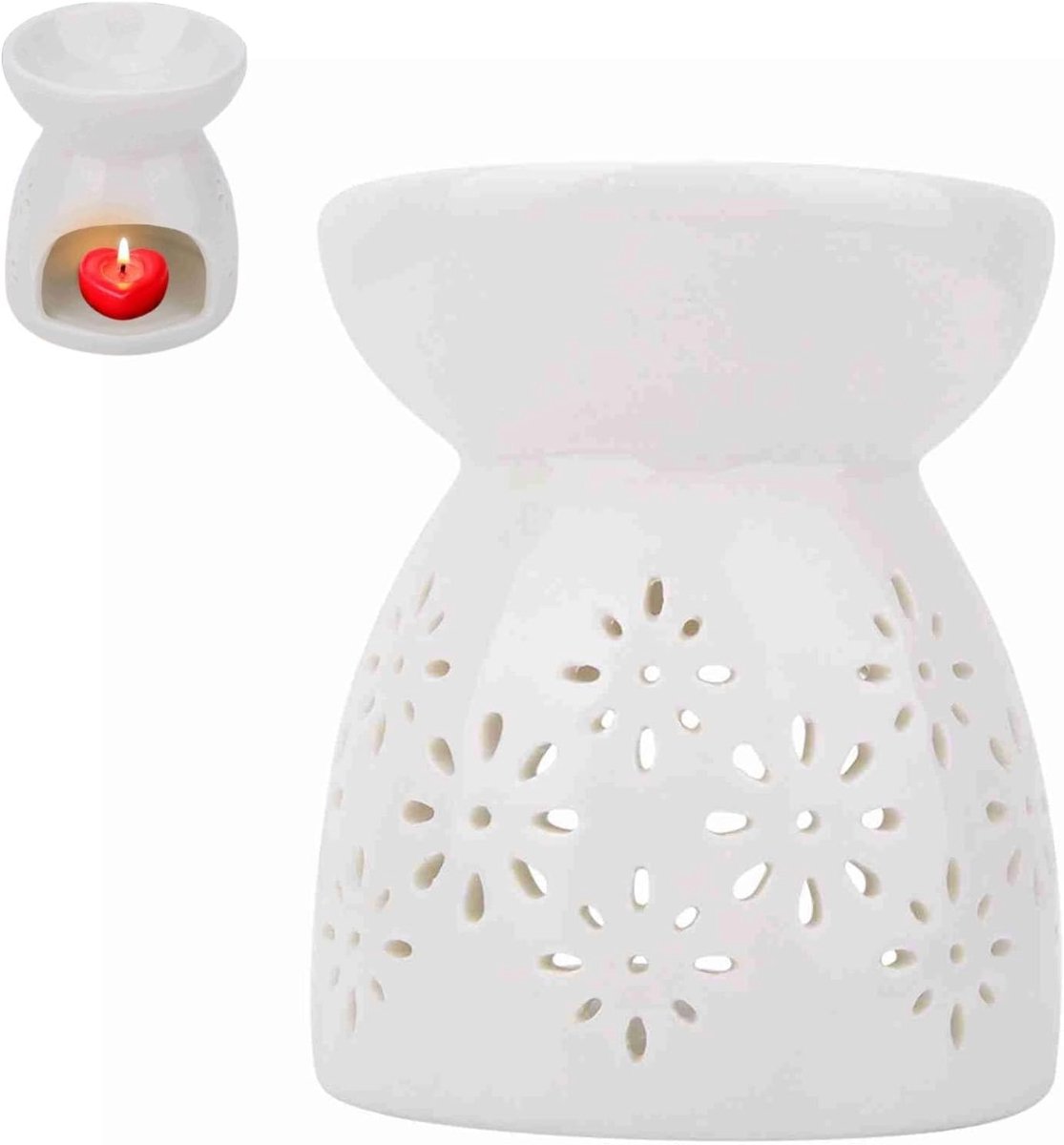 SnelShoppen - Keramische Geurkaars Branders, Theelichthouder Oliebrander, Essentiële Olie Branders, Geur Lampen voor Thuis Decoratie, 3 Modellen (Bloe