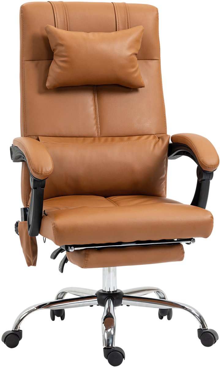 COVREO Bureaustoel 66x67x115-123 cm hellbruin, kunstleer met massagefunctie