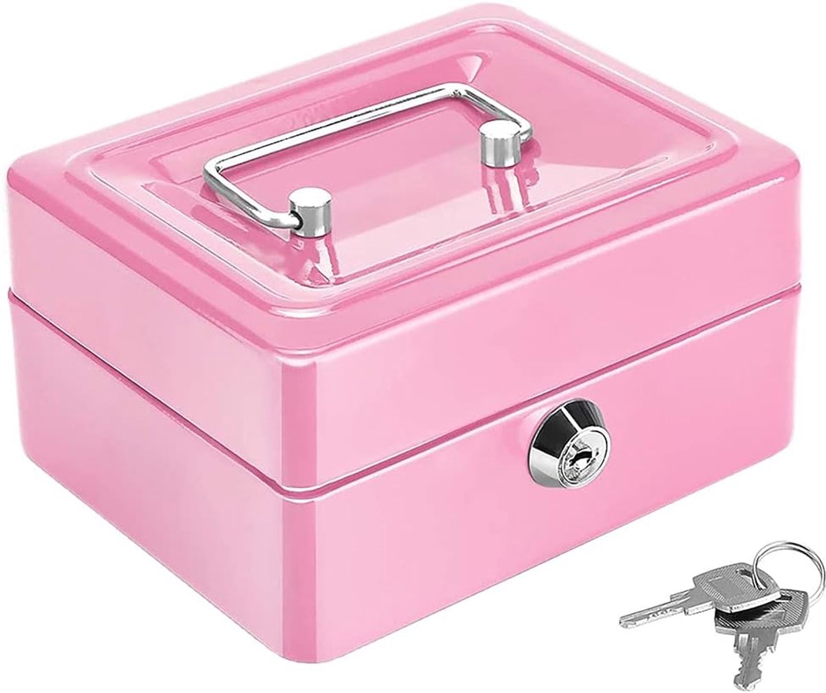 Cash Tray, Coins, Banknotes, Lockable, Mini Portable Safe, Small Money Cassette with Key Lock, with 2 Keys, for Loose - ShopVlot