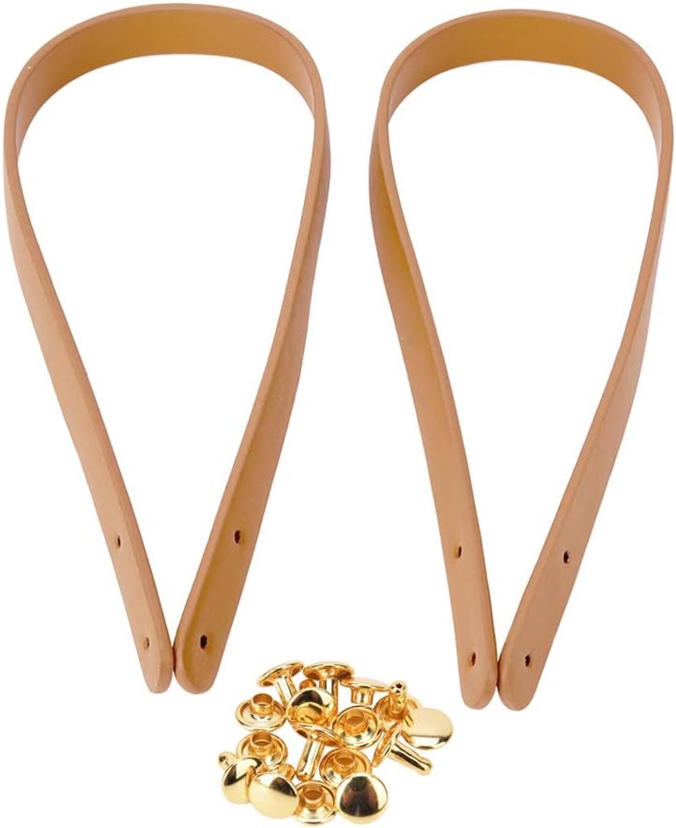 SnelShoppen - 2 Stuks 65cm Leren Tas Handvatten Schoudertas Vervangingsriem met Riemsets Eenvoudige Installatie Leren Riem voor Handtas (Beige)