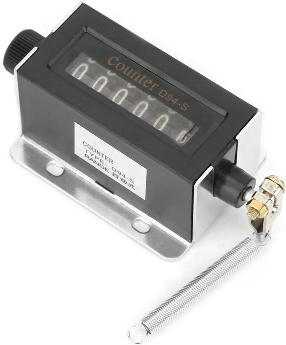 SnelShoppen - Tellingsteller Clicker Mechanische Tellingsteller met Hefboom D94 S 6-Cijferig Resetbaar Mechanisch Trek Tellingstoestel 0-999999