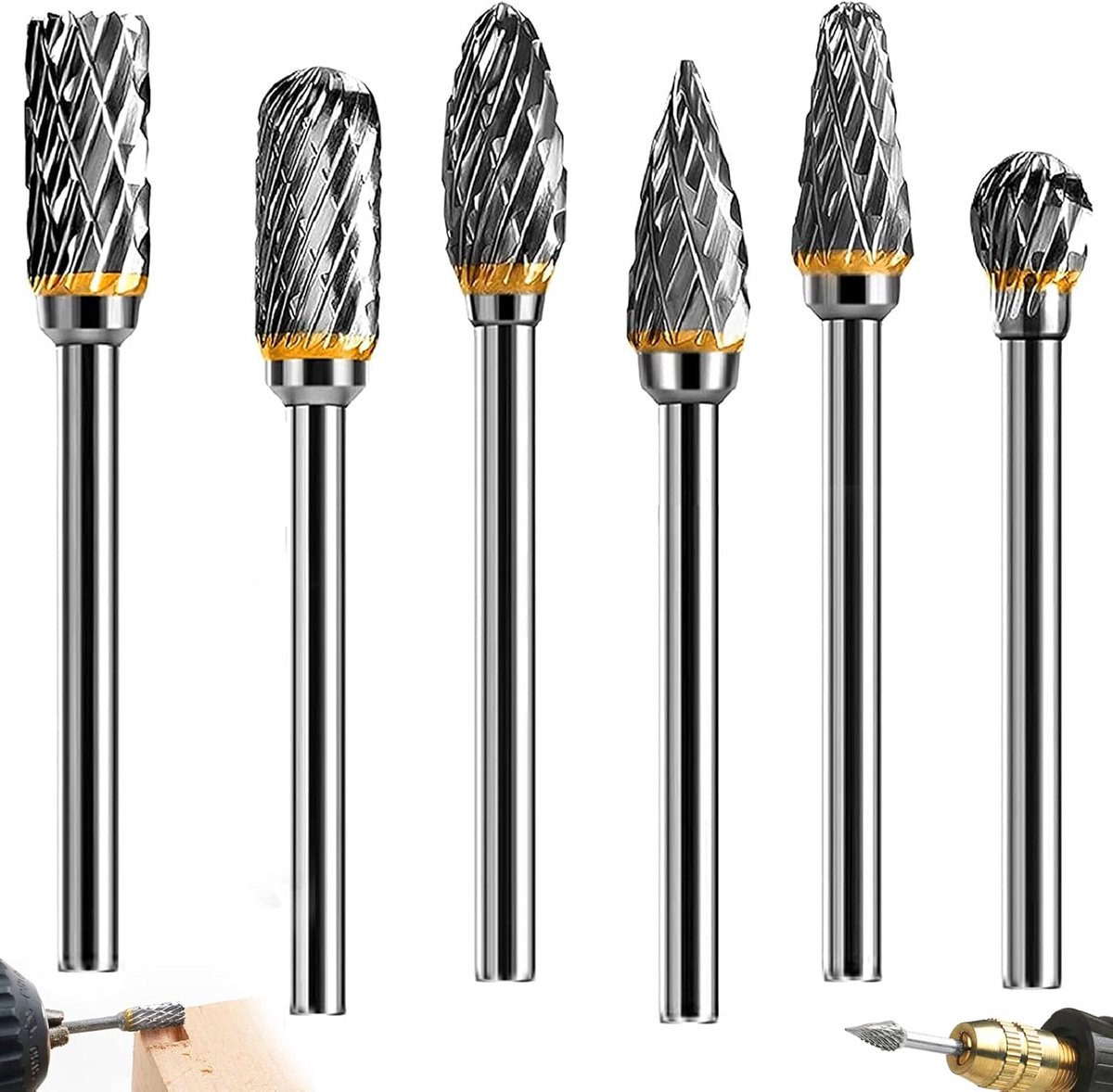 Carbide Freesboren Set 6 Stuks - Dubbele Snijkant - Hitte- en Corrosiebestendig - Voor DIY en Graveren - SnelShoppen
