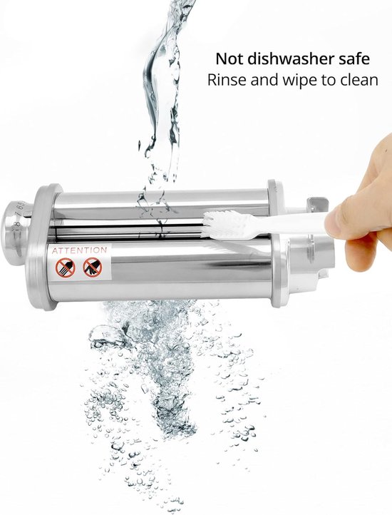 Pastamaker Accessoires - Pastavelroller Snijder - Zelf Pasta Maken - Set van 3 Opzetstukken - 8 Dikte Instellingen - Zilver van Pastamaker — afbeelding 3