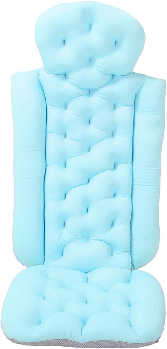 Badkussen Hele Lichaam - Badkussen met Zuignap - Ontspannen in Bad - Ergonomisch Ontwerp - 101 cm Lengte - Blauw