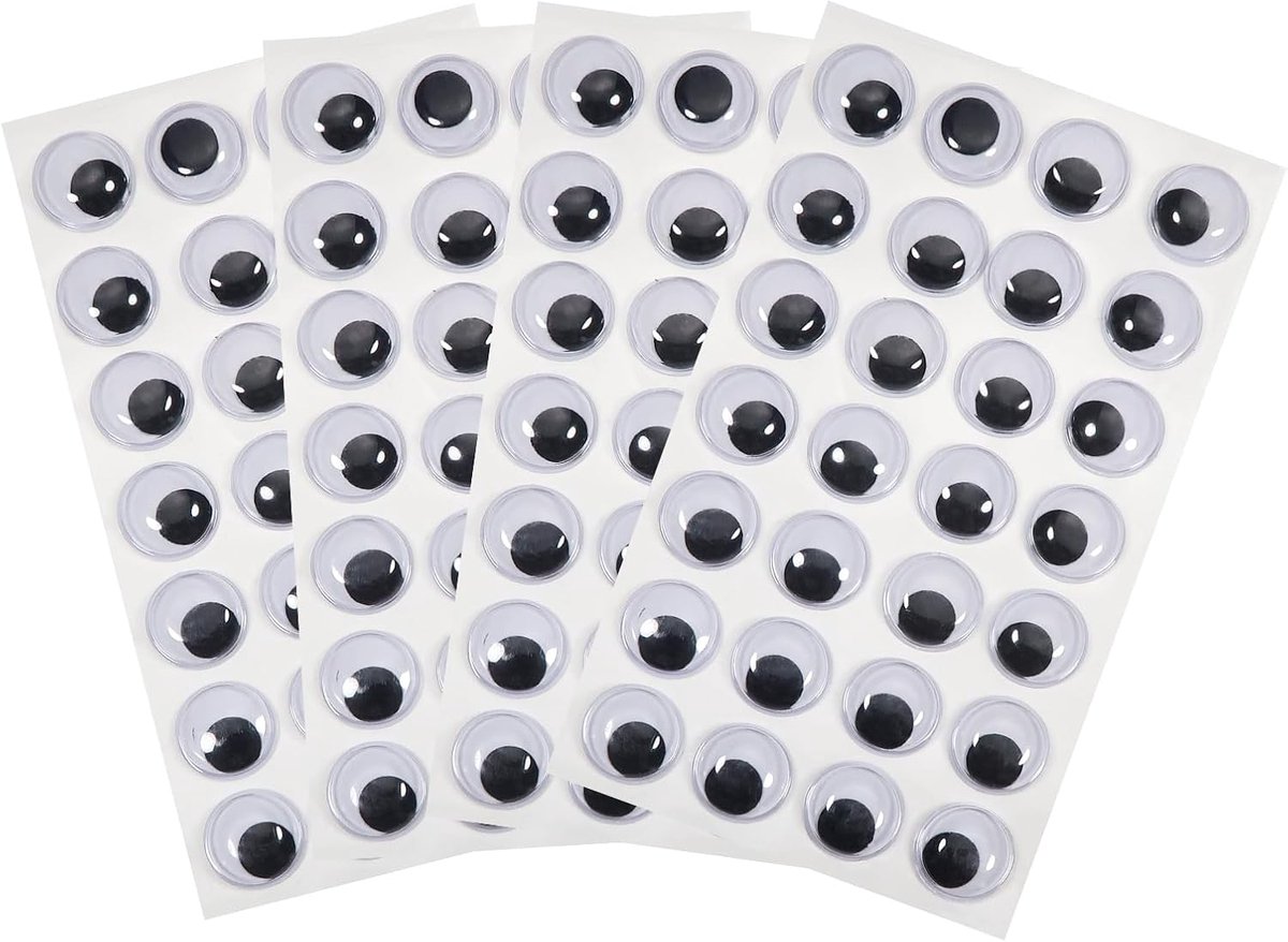 SnelShoppen - 4 Cheung Oogstickers voor Creatieve Projecten 18 mm Rond Plastic Zelfklevend Nep Ogen voor Scrapbooking Poppenaccessoires Wit Zwart