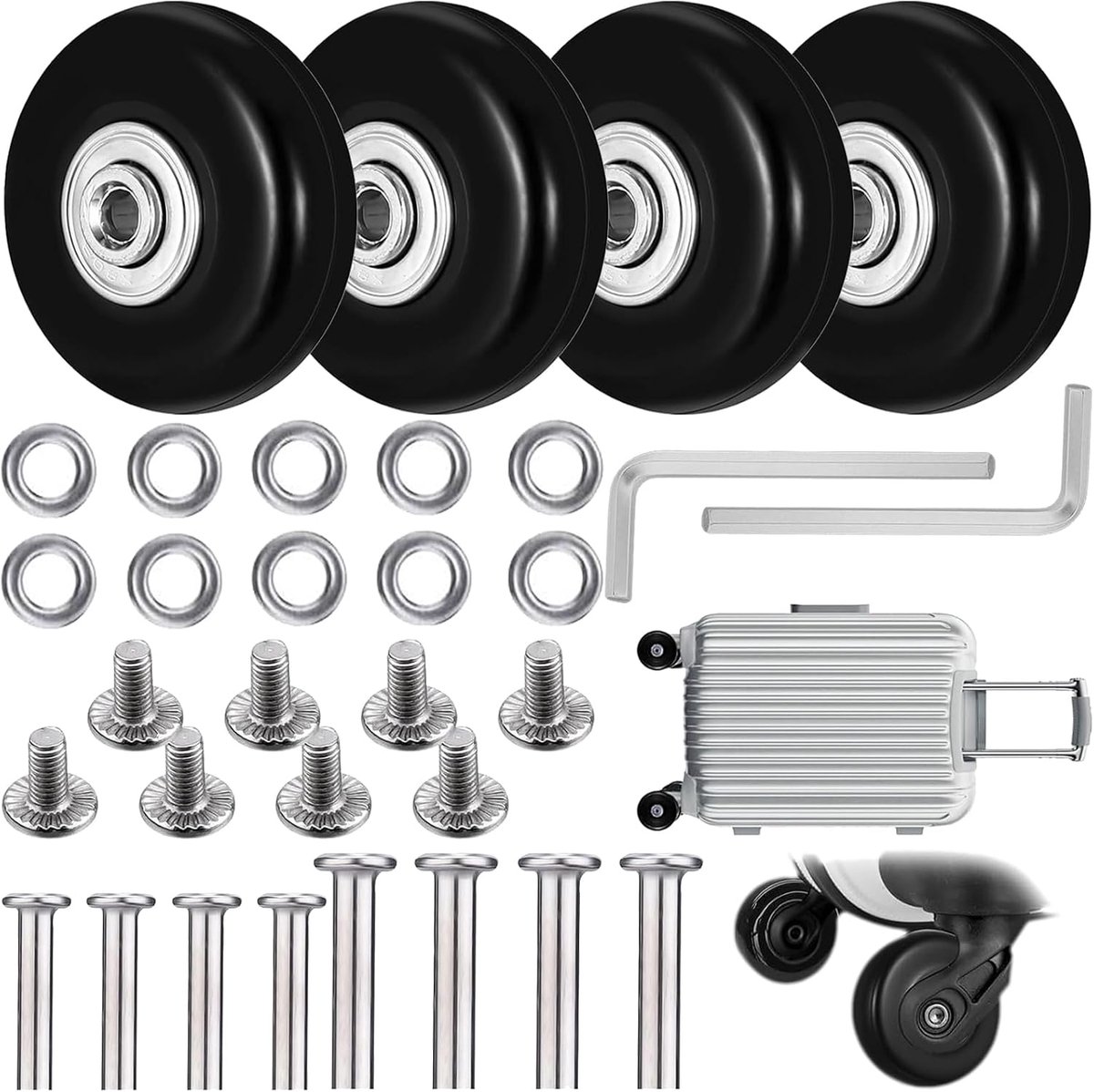 La Maggior 4 Pack Luggage Replacement Wheels 45x18 Replacement Wheels for Luggage Replacement Wheels Double Bearings - ShopVlot