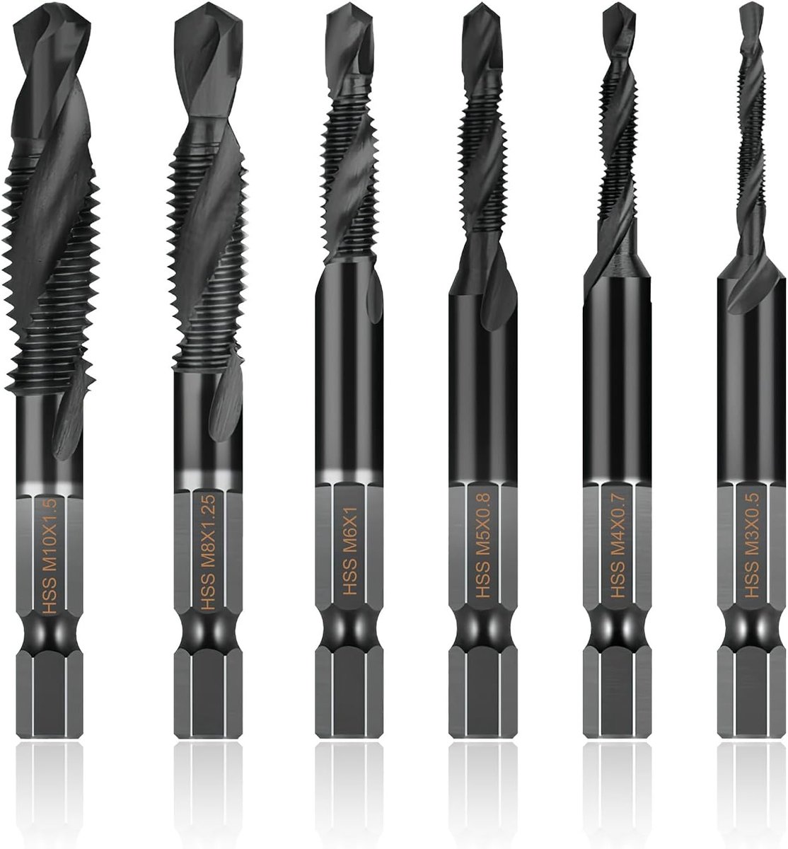 Draad Tap Set 6 Stuks M3-M10 - Snelle Twist Staal Titanium Coating - Geschikt voor Boormachines - SnelShoppen