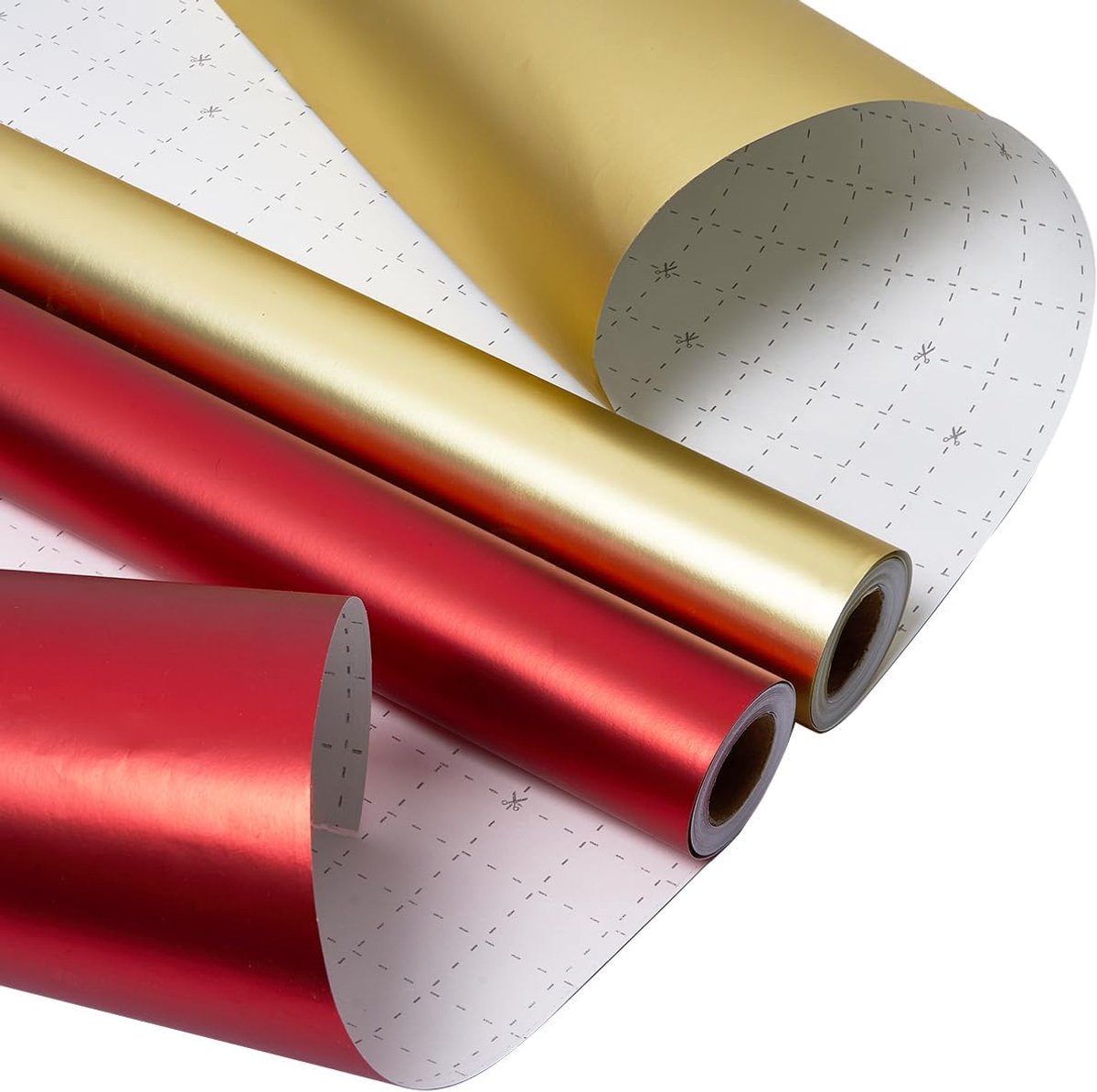 SnelShoppen - 2 Rollen Inpakpapier 43cm x 8m Goud en Rood, Effen Moederparel - Glanzend Papier voor Verjaardagen, Feesten, Kerst, Bruiloften en Festiv
