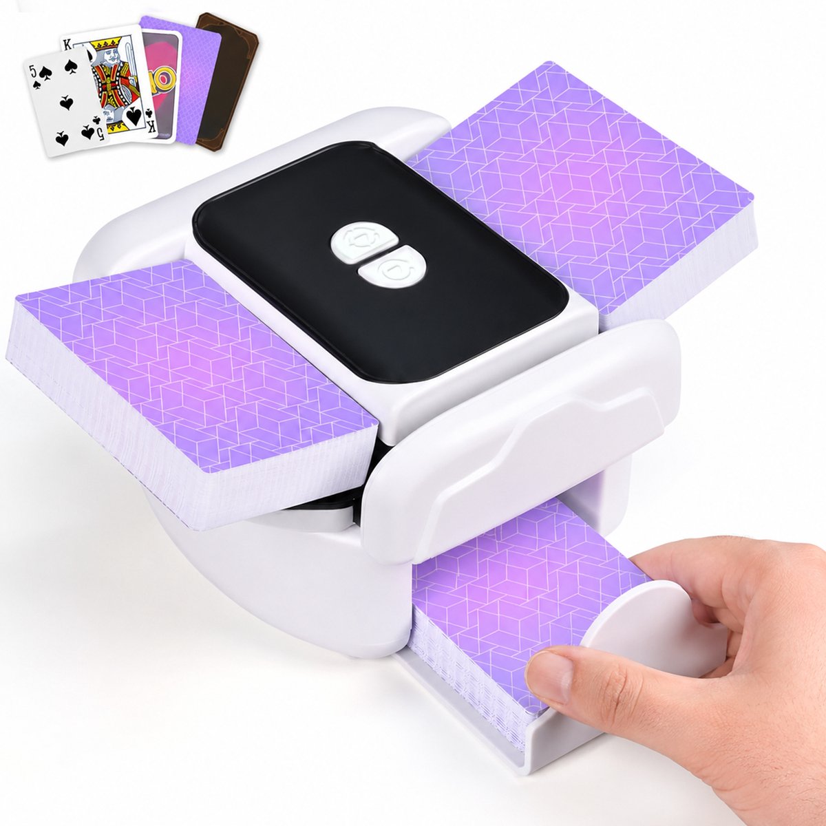 Volledig Automatische Elektrische Kaartenschudmachine Geschikt Voor Thuis En Feestjes - Oplaadbaar & Fluisterstil - Kaartschudder met 2 Standen - Geschikt voor 1-2 Speldekks - Voor Poker, UNO, Skip-Bo