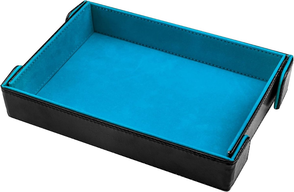 SnelShoppen - Magnetische Dobbelstenen Tray, Opvouwbare Dobbelsteen Plaat van Velvet Leer, Rectangular, Sky Blauw, Perfect voor Dungeons and Dragons,