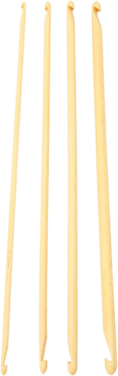 4 -pcs Tunisian Crochet Hooks 9.4 Inch Long Various Size Anti Slip Bamboo Double Tip Crochet Hooks Tunisian Crochet - ShopVlot