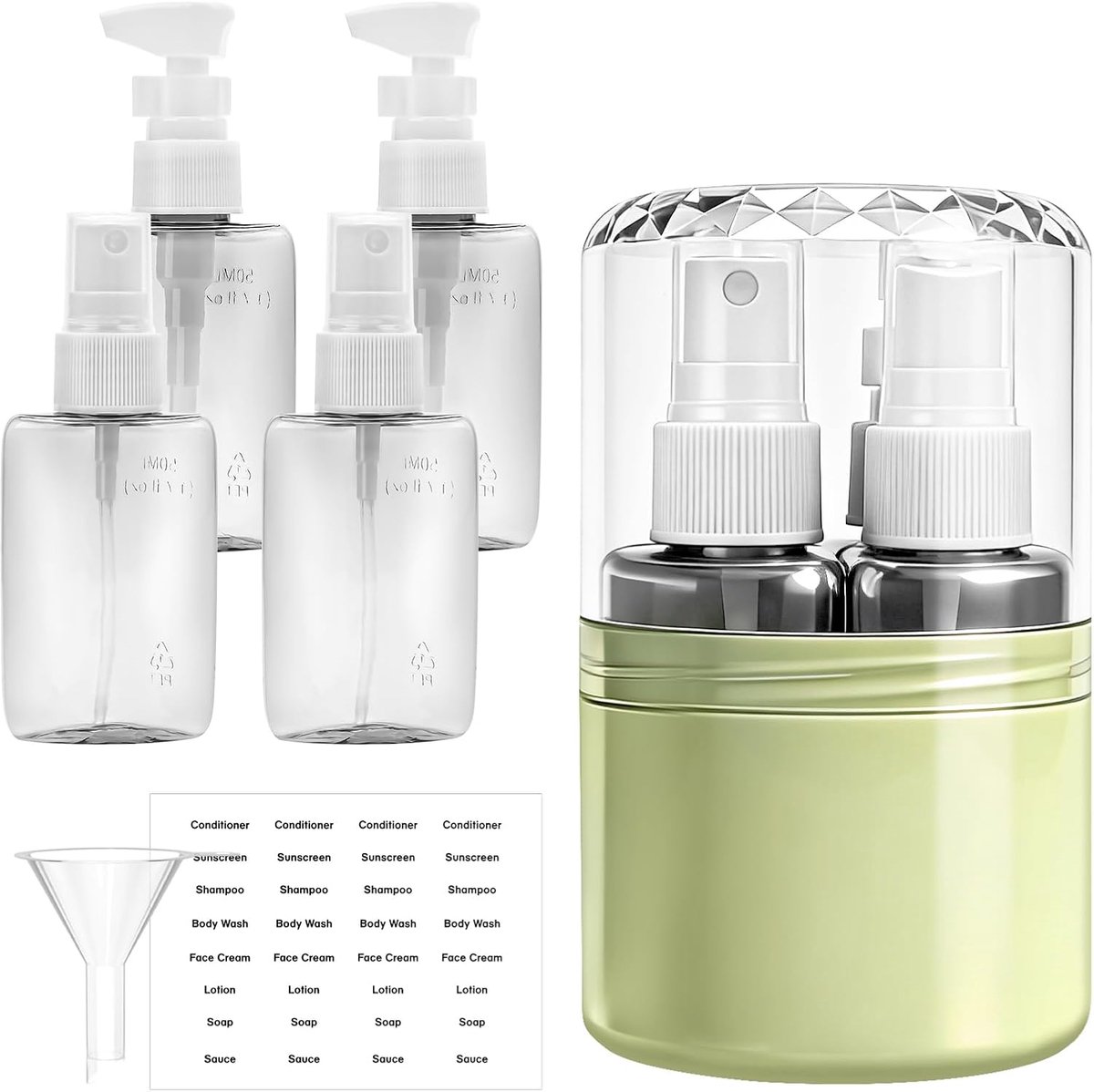 Reisdispenserfles 4-in-1 - Twee spraytypes - Lekvrije sluiting - Perfect voor shampoos en crèmes - ShopVlot
