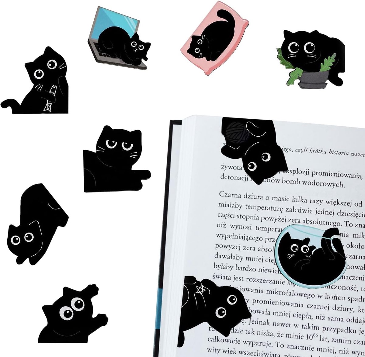10pcs Magnetic Bookmarks, Black Cute Cat Bookmarks, Magnetic Bookmarks, Gifts for Cat Lovers, Women, Teachers - ShopVlot