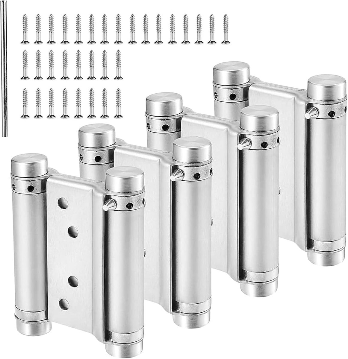 SnelShoppen - 75 mm dubbele scharnieren roestvrij staal, stevige scharnieren voor dubbele vleugeldeuren, binnen- en buitendeuren, 4 stuks