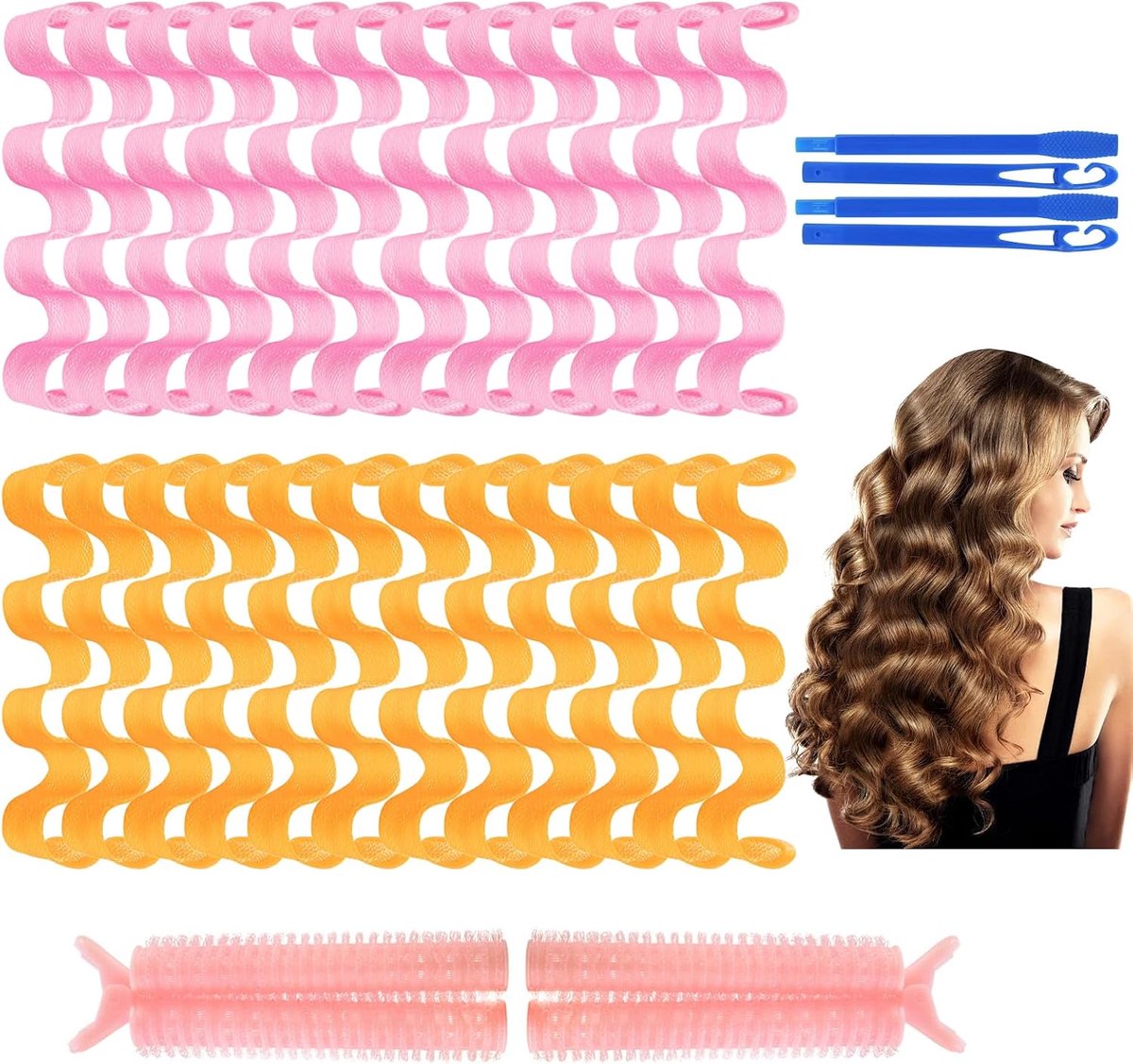 Krulspelden 30 cm - warmtevrij - 24 stuks met haarclips - voor mooie krullen - ShopVlot